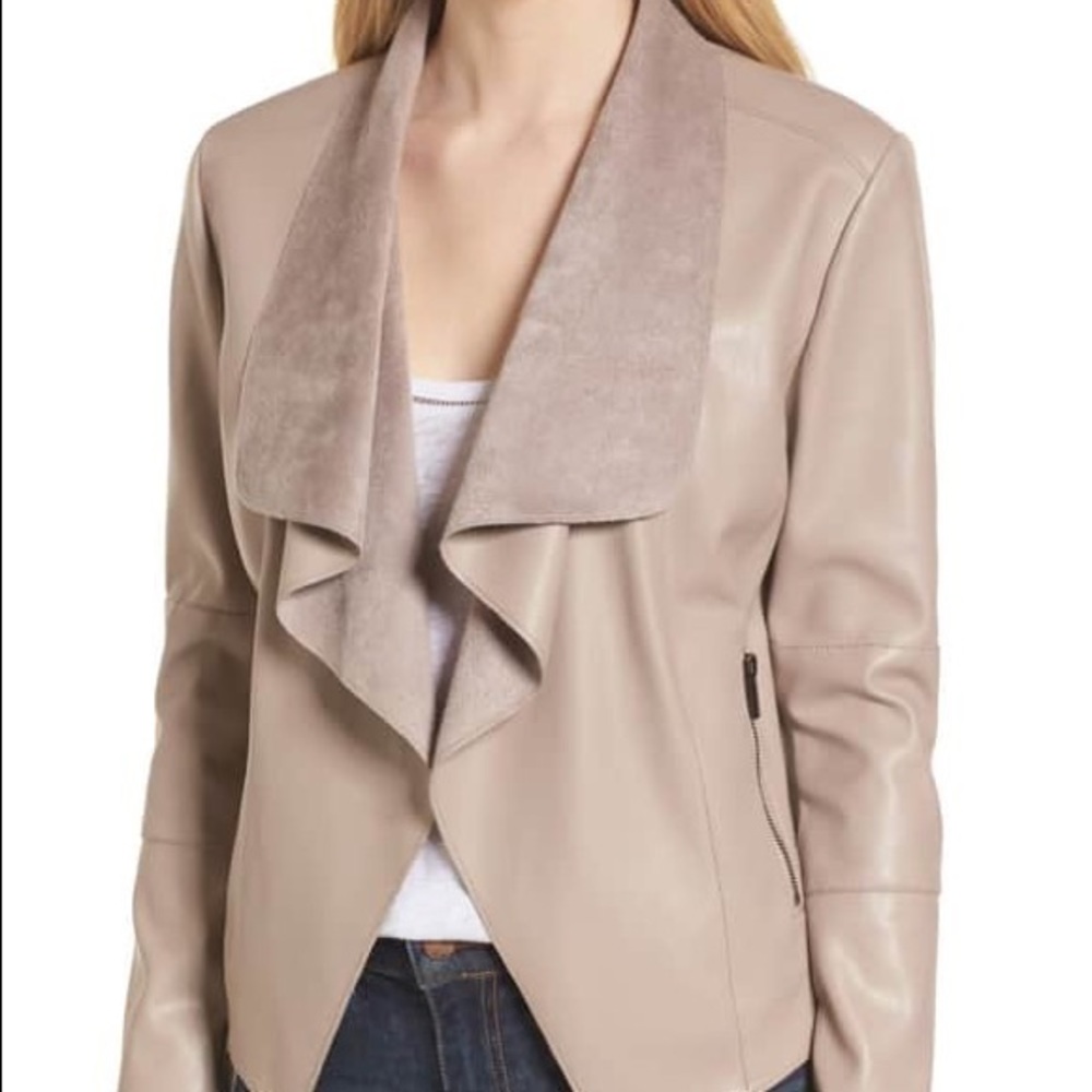 Faux leather drape Bagatelle blush jacket